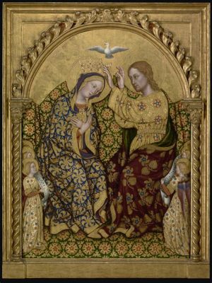 The Coronation of the Virgin - Renowned for its exquisite gold leaf detailing and deeply symbolic imagery!